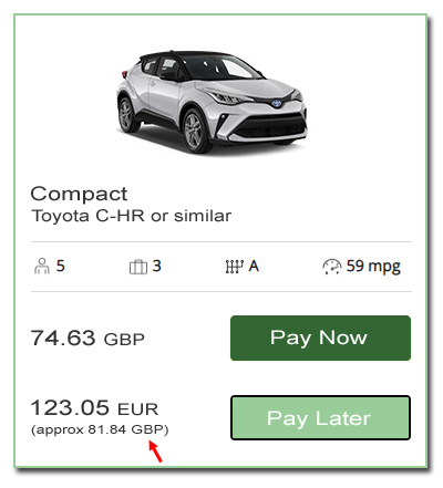 Example of Car Rental Pricing